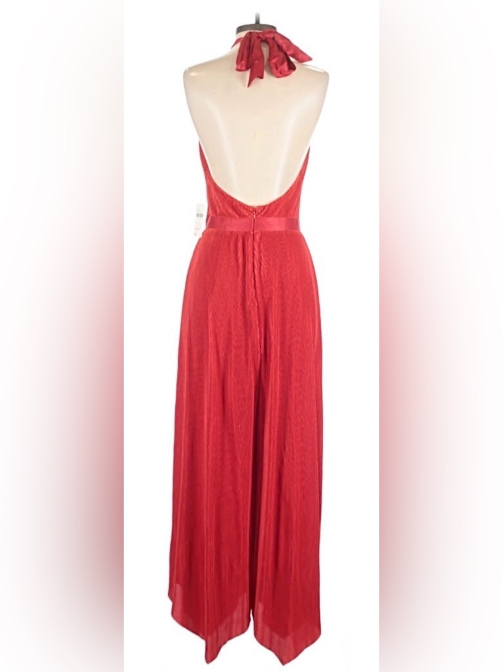 Anthropologie NWT Red Plisse Halter Jumpsuit - Picture 5 of 9